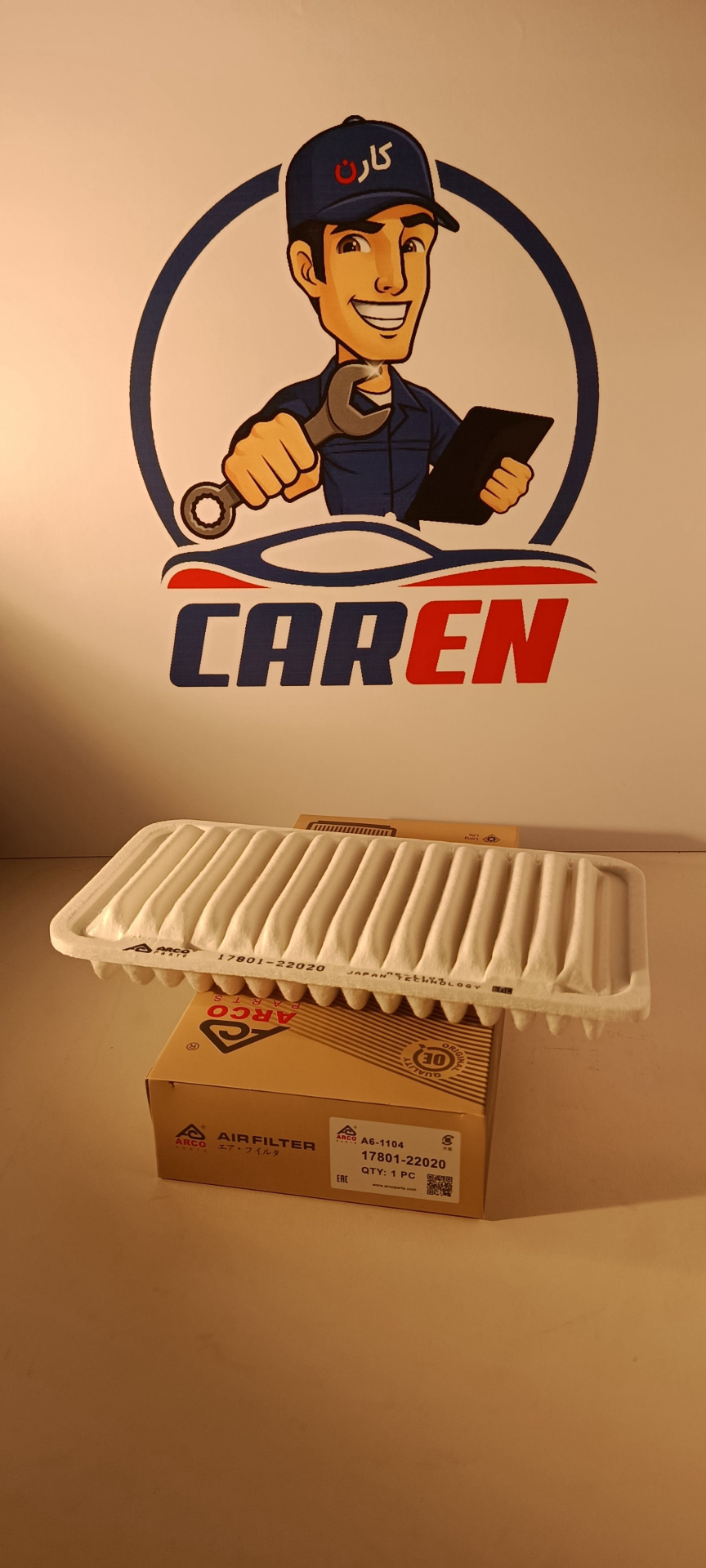 فیلتر هوا A6-1104 آرکو تویوتا کرولا ، تویوتا جیتی 86 ، جیلی ام گرند ، جیلی ار وی ، بی وای دی اف 3 (17801-22020)